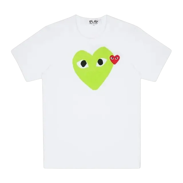 Comme des Garçons Play Heart Logo T-Shirt White/Green — Authentic T-Shirts at CLZTURE