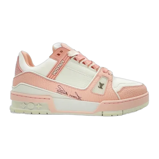 Louis Vuitton Pink & White Trainer Sneakers — Authentic louis-vuitton at CLZTURE
