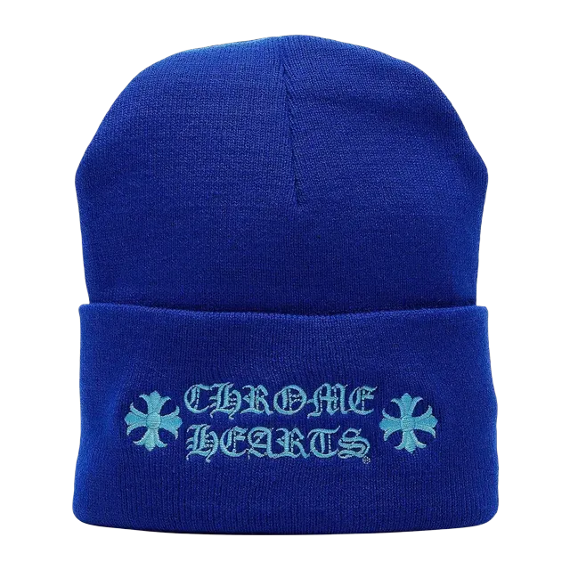 Chrome Hearts Logo Beanie Blue — Authentic Chrome Hearts in stock at CLZTURE