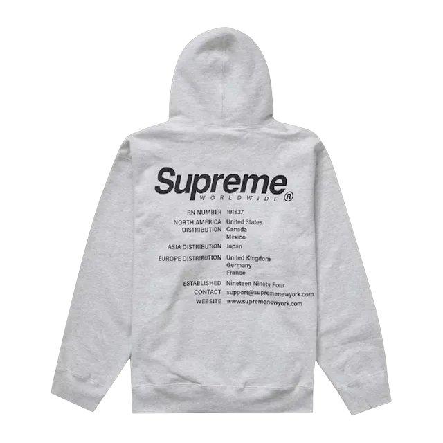 Supreme Worldwide Hooded Grey — Authentic Hoodies & Sweats at CLZTURE