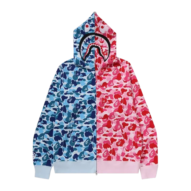 BAPE Abc Camo Separate Shark Full Zip Hoodie Blue — Authentic Bape in stock at CLZTURE