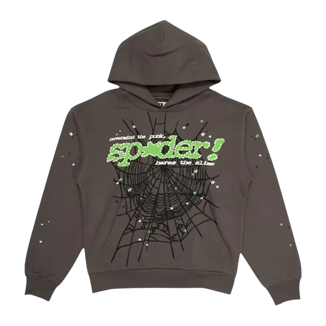 Sp5der Punk V2 Hoodie Grey — Authentic Sp5der in stock at CLZTURE