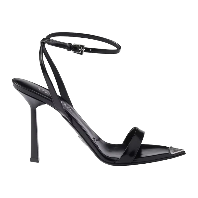 Prada Brushed Leather Sandals Black — Authentic Shoes & Footwear at CLZTURE
