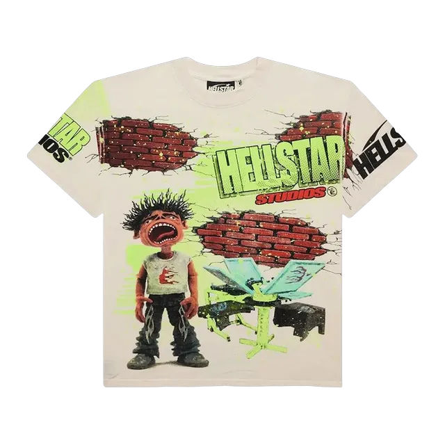 Hellstar Studios Brick Wall T-Shirt White — Authentic T-Shirts at CLZTURE