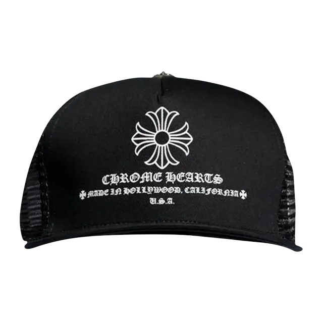 Chrome Hearts Printed Cross Trucker Hat Black — Authentic Chrome Hearts in stock at CLZTURE