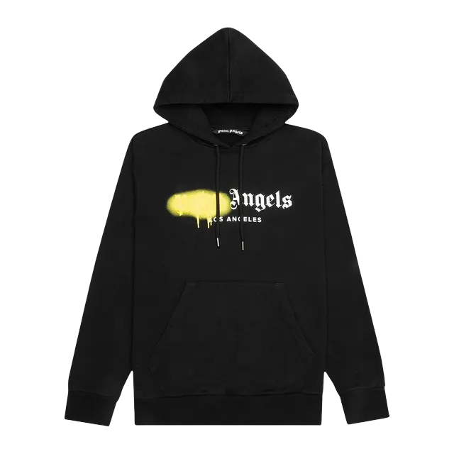 Palm Angels Malibu Sprayed Logo Hoodie Black — Authentic Palm Angels in stock at CLZTURE