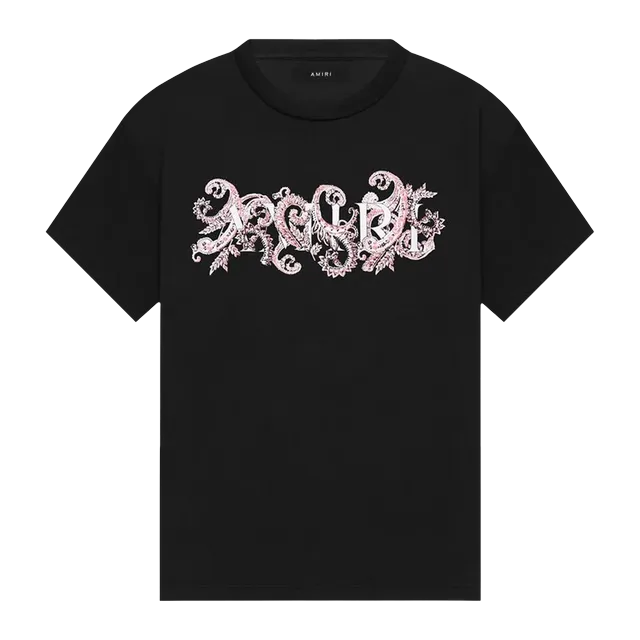 Amiri Core Logo Paisley Allover T-Shirt Black/Red — Authentic T-Shirts at CLZTURE