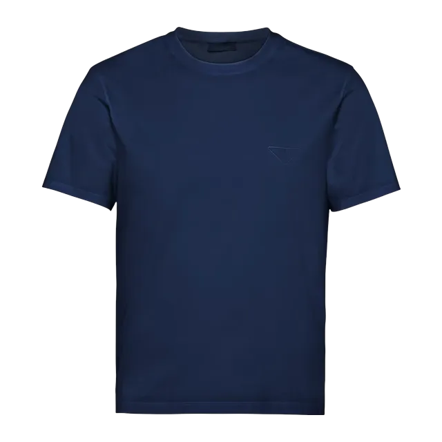 Prada Stretch Cotton T-Shirt Blue — Authentic Prada in stock at CLZTURE