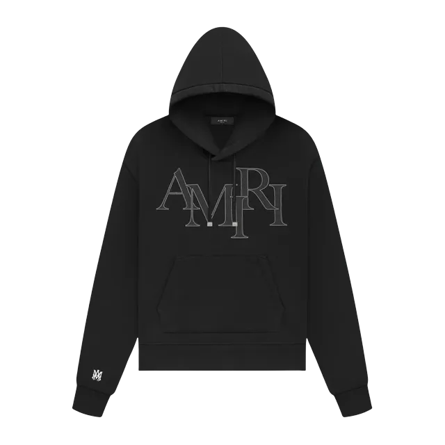 Amiri Staggered Logo Hoodie Black — Authentic AMIRI in stock at CLZTURE