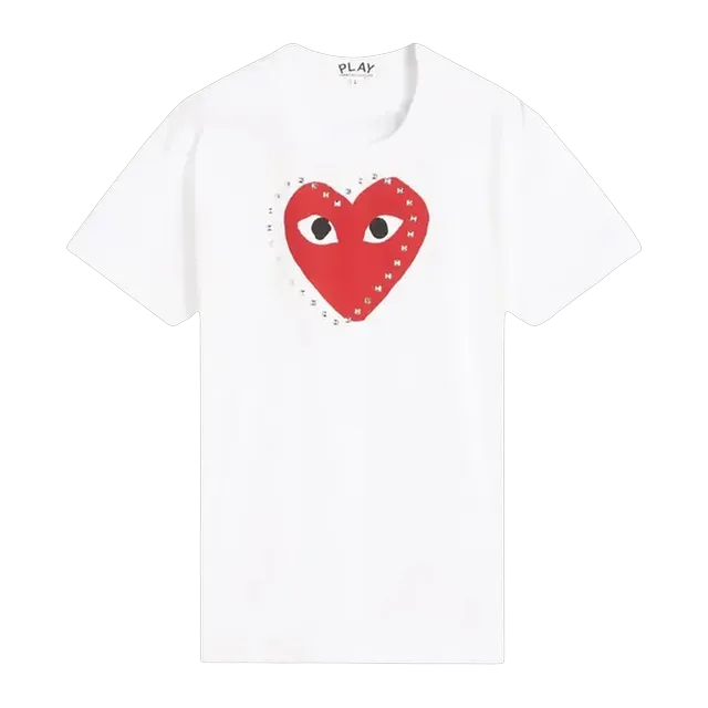 Comme des Garçons Play Heart Stud T-Shirt White — Authentic T-Shirts at CLZTURE