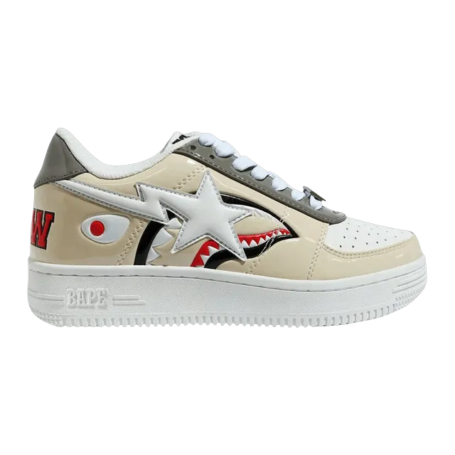 BAPE Bapesta Low Beige Shark Face — Authentic Shoes & Footwear at CLZTURE
