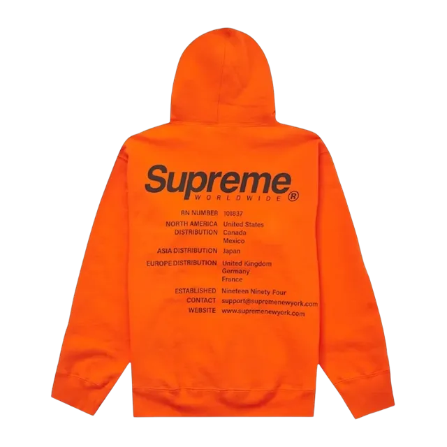 Supreme Worldwide Hooded Orange — Authentic Hoodies & Sweats at CLZTURE