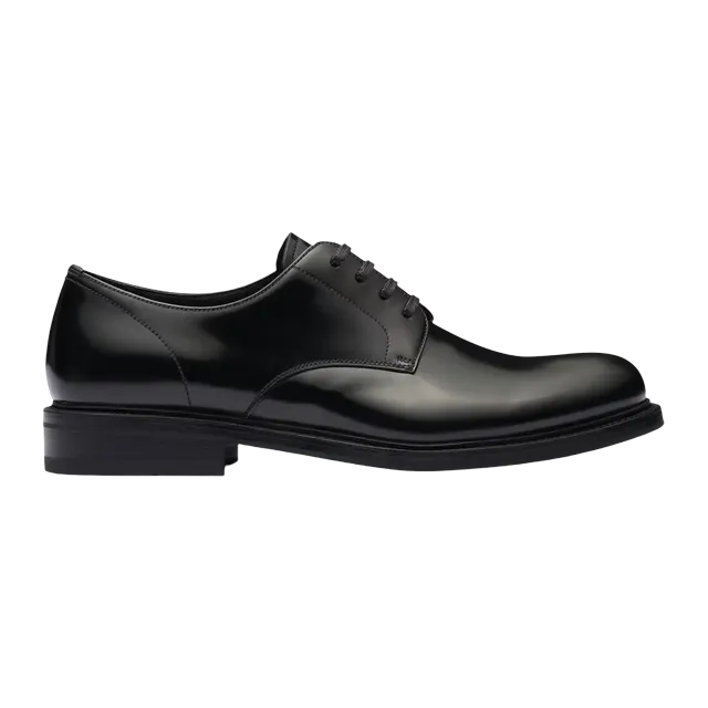 Prada Brushed Leather Lace-Up Black — Authentic Shoes & Footwear at CLZTURE