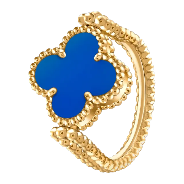 Van Cleef & Arpels Vintage Alhambra Réversible Agate, Diamant Gold — Authentic Rings at CLZTURE