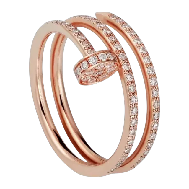 Cartier Ring Juste Un Clou Double Semi-Pavée Gold — Authentic Rings at CLZTURE