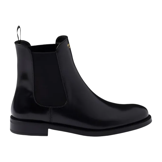 Prada Brushed Leather Ankle Black — Authentic Boots at CLZTURE