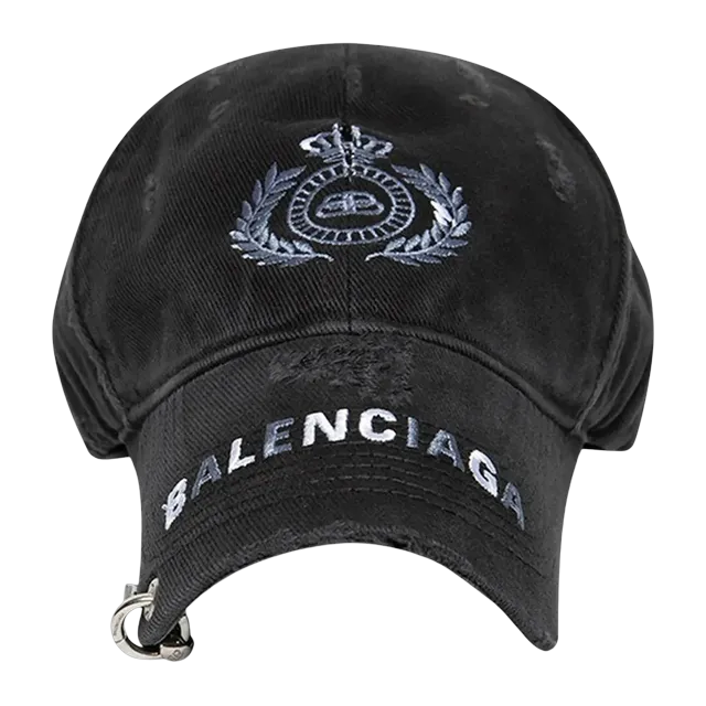Balenciaga Destroyed Bb Pierced Cap Black/White — Authentic Balenciaga in stock at CLZTURE