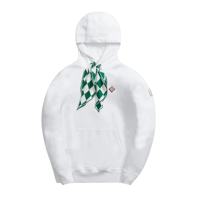 Casablanca Scarf Hooded Sweatshirt Bright White — Authentic Casablanca in stock at CLZTURE