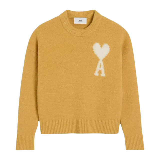 AMI Paris Big Logo Sweater Mustard — Authentic AMI in stock at CLZTURE