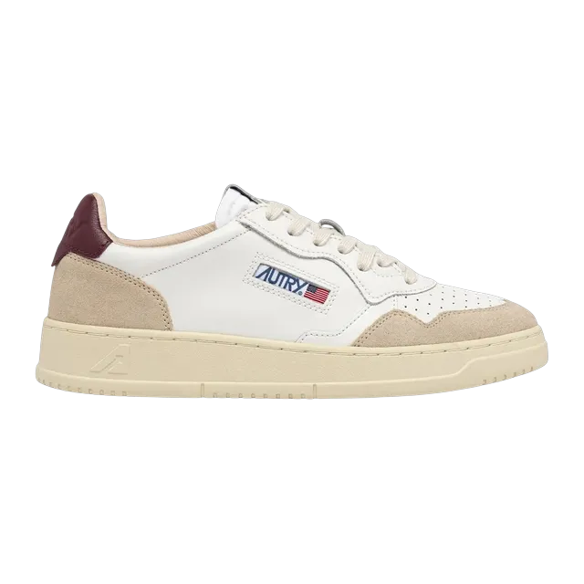 Autry Medalist Low White Burgundy — Authentic Shoes & Footwear at CLZTURE