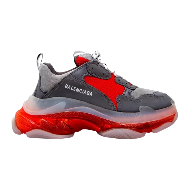 Balenciaga Triple S Clear Sole Grey Red — Authentic Shoes & Footwear at CLZTURE
