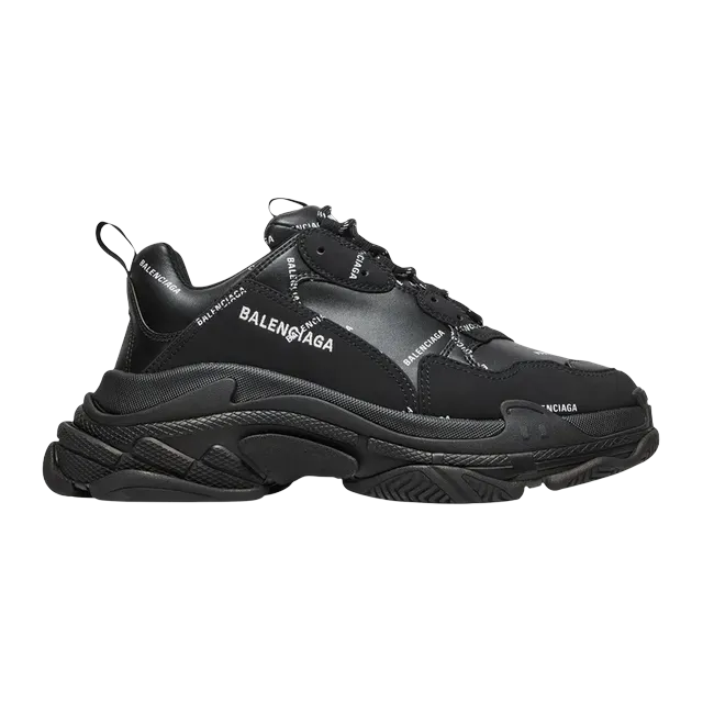 Balenciaga Triple S Allover Logo Black — Authentic Balenciaga in stock at CLZTURE