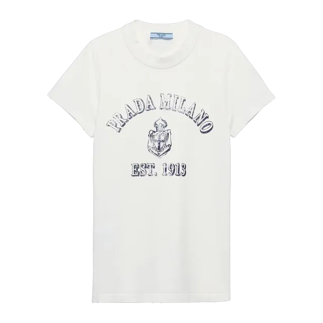 Prada Printed Jersey T-Shirt White — Authentic T-Shirts at CLZTURE