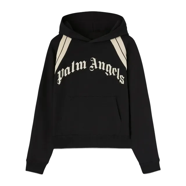 Palm Angels Curved Logo Track Hoodie Black/Ivory — Authentic Palm Angels in stock at CLZTURE