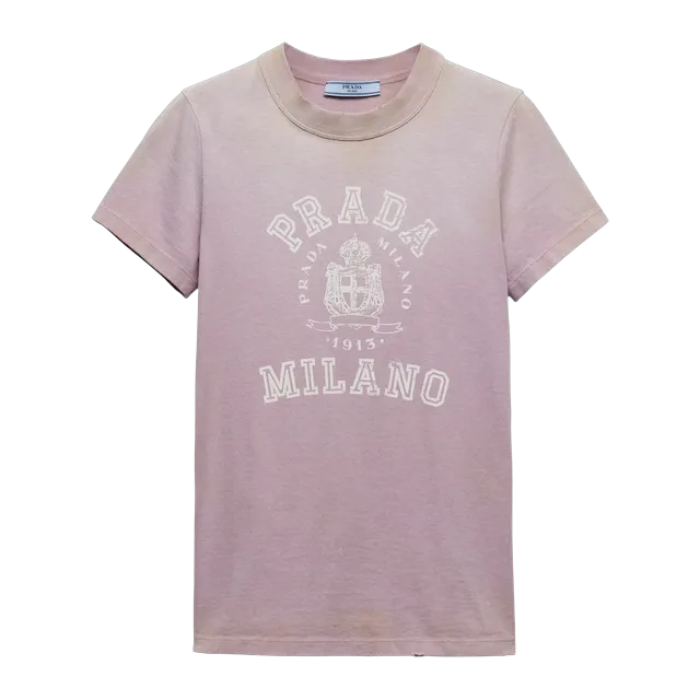Prada Printed Jersey T-Shirt Pink — Authentic T-Shirts at CLZTURE