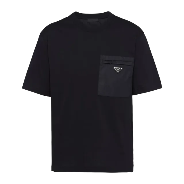 Prada Re-Nylon And Jersey T-Shirt Black — Authentic Prada in stock at CLZTURE