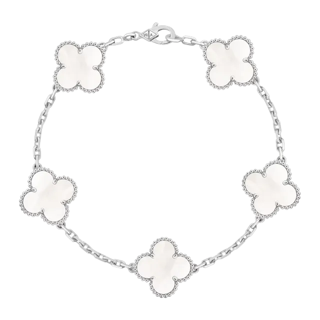 Van Cleef & Arpels Vintage Alhambra 5 Motifs Nacre Silver — Authentic Jewelry at CLZTURE