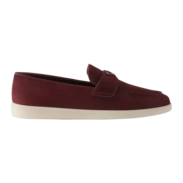 Prada Suede Loafers Red — Authentic Prada in stock at CLZTURE