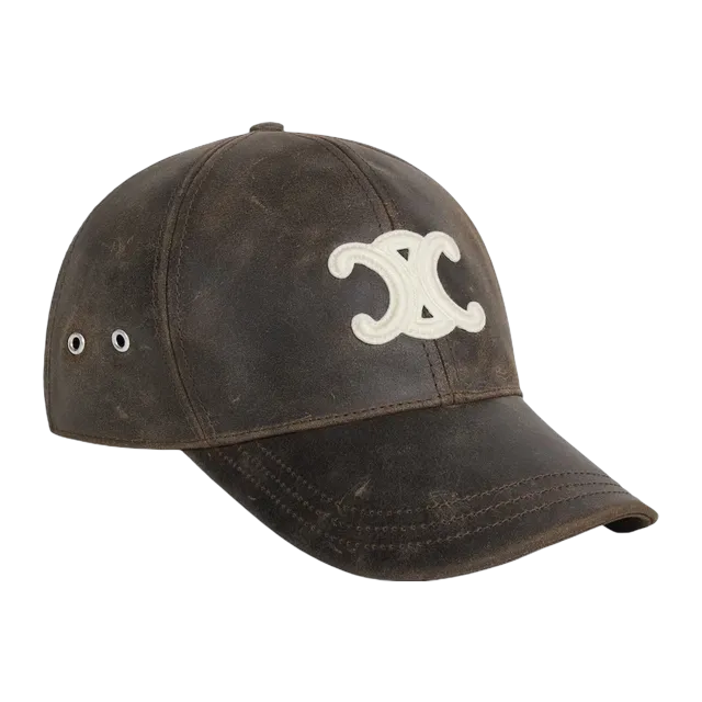 Céline Cap Baseball Triomphe Suède Veau Ciré Brown — Authentic Accessories at CLZTURE