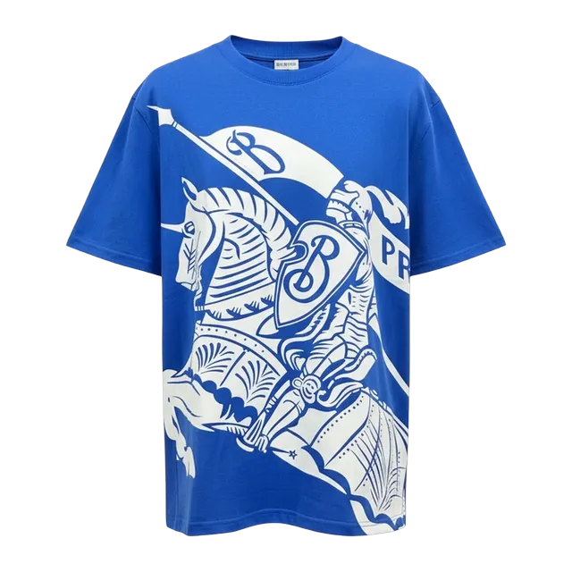 Burberry T-Shirt Cotton Ekd Blue — Authentic T-Shirts at CLZTURE