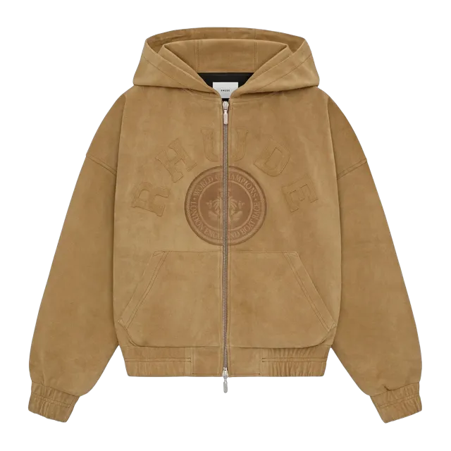 Suede Rhude Crest Hoodie Brown — Authentic Hoodies & Sweats at CLZTURE