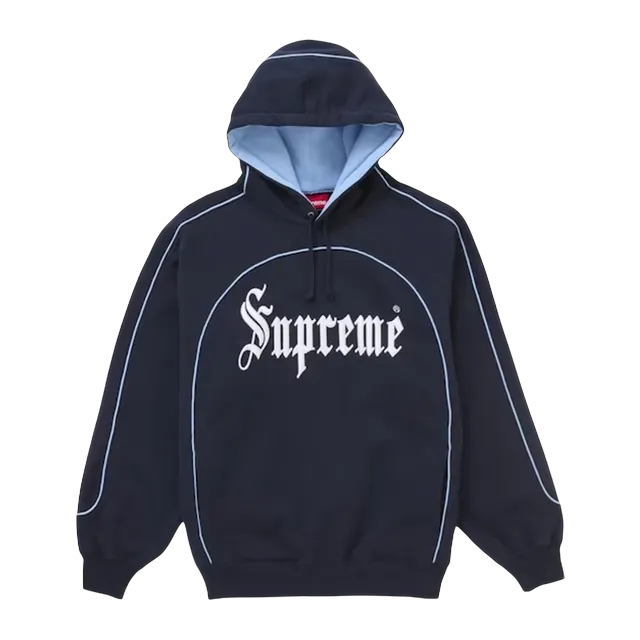 Supreme Curve Piping Hooded Navy — Authentic Hoodies & Sweats at CLZTURE
