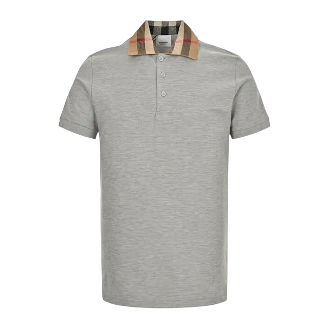 Burberry Polo Cotton Checked Grey — Authentic T-Shirts at CLZTURE