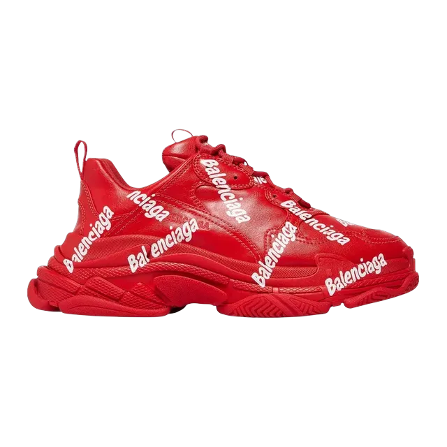 Balenciaga Triple S Allover Logo Tomato Red — Authentic Shoes & Footwear at CLZTURE