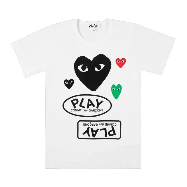 Comme des Garçons Play Multi Logo T-Shirt White — Authentic Comme Des Garçons in stock at CLZTURE