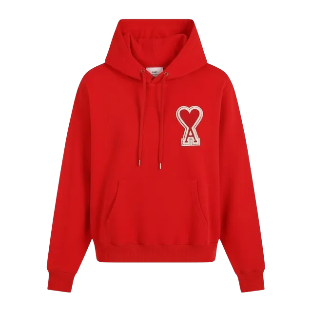AMI Paris Big Logo Hooded Red — Authentic Hoodies & Sweats at CLZTURE