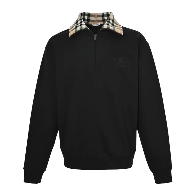 Burberry Traditional Check Semi-Zippé Black — Authentic Hoodies & Sweats at CLZTURE