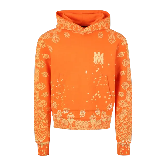 Amiri Bandana Bleach All Over Hoodie Orange — Authentic Hoodies & Sweats at CLZTURE