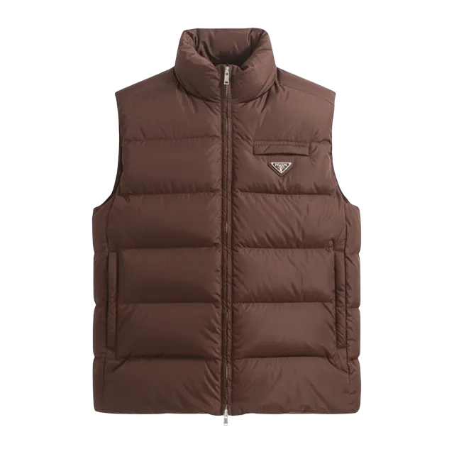 Prada Puffer Vest Nylon Brown — Authentic Jackets & Outerwear at CLZTURE
