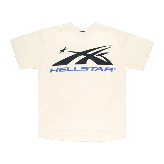 Hellstar Gel Sport Logo T-Shirt White/Blue — Authentic T-Shirts at CLZTURE