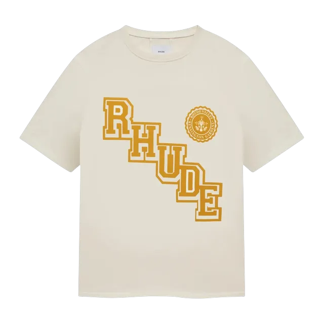 Rhude Collegiate Crest T-Shirt White — Authentic Rhude in stock at CLZTURE