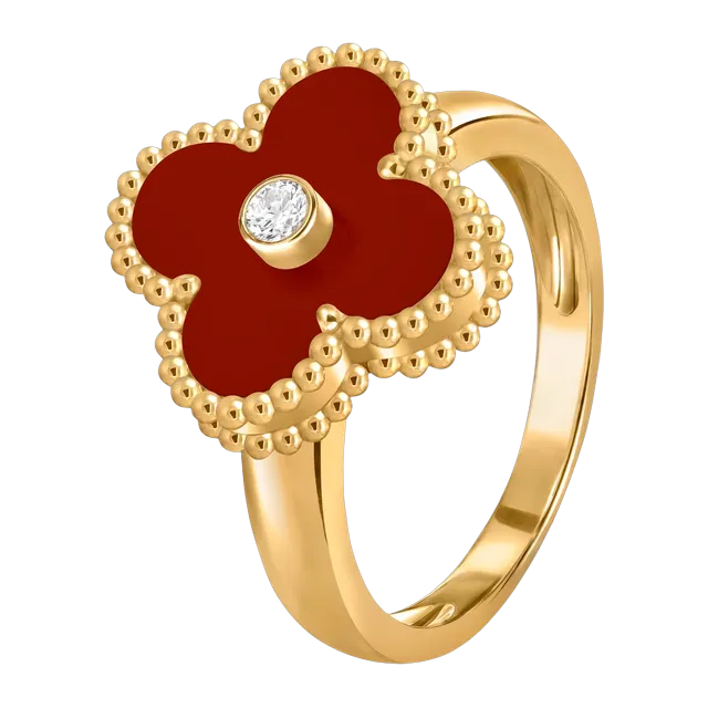 Van Cleef & Arpels Vintage Alhambra Cornaline Diamant Gold — Authentic Rings at CLZTURE