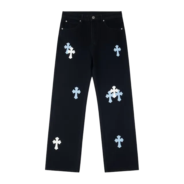 Chrome Hearts Cross Patch Chengdu Jeans Blue White — Authentic Chrome Hearts in stock at CLZTURE