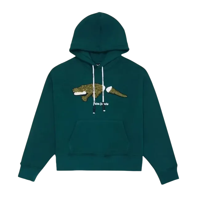 Palm Angels Croco Hoodie Green — Authentic Hoodies & Sweats at CLZTURE
