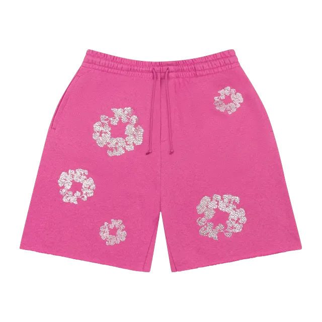 Denim Tears Cashmere Swarovski Cotton Wreath Shorts Pink — Authentic Shorts at CLZTURE