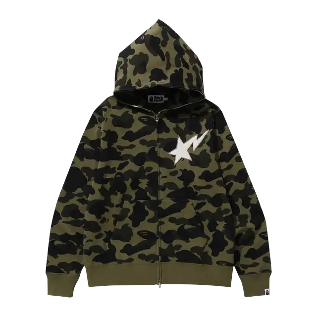 BAPE 1St Camo Full Zip Hoodie Green — Authentic Hoodies & Sweats at CLZTURE